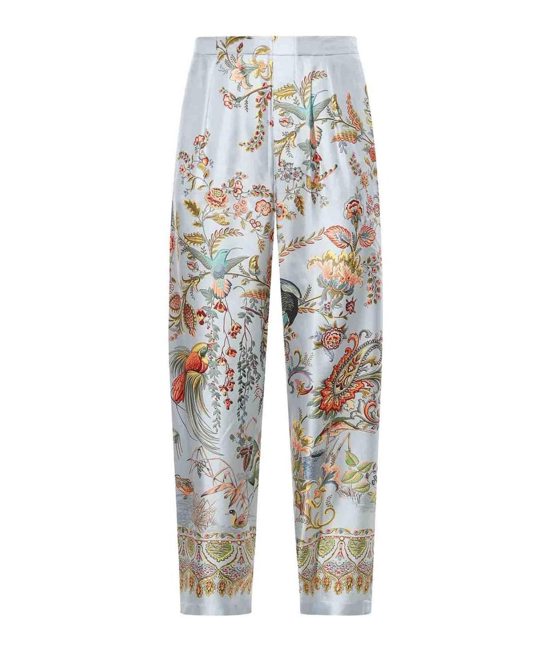 ETRO Синие шелковые повседневные брюки, фото 1
