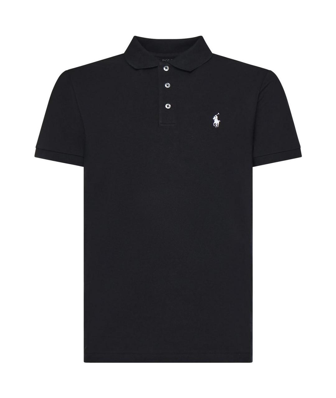 POLO RALPH LAUREN Черное хлопковое поло с коротким рукавом, фото 1