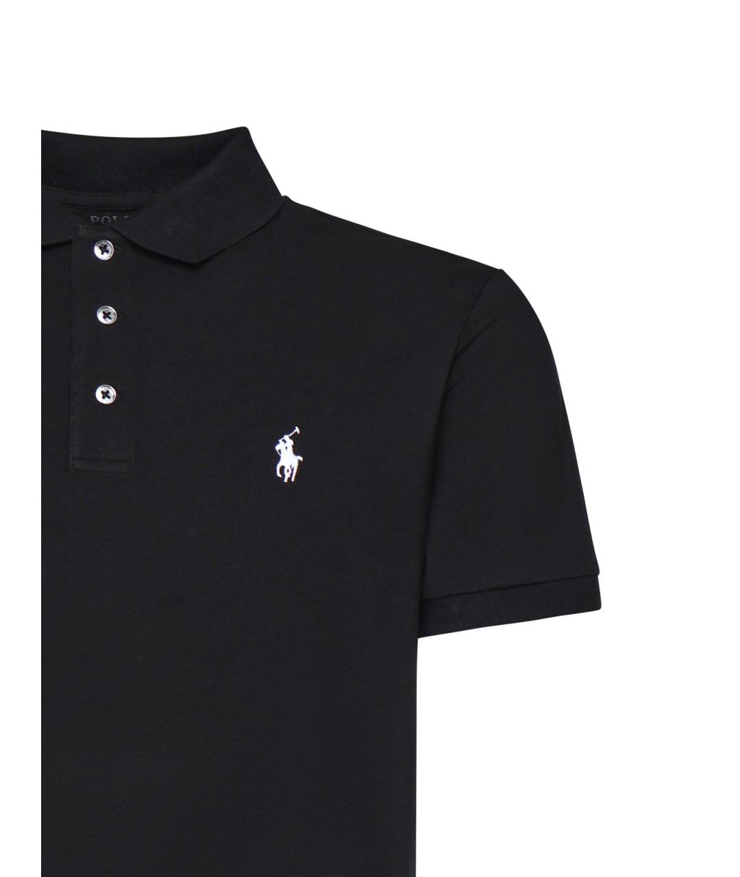 POLO RALPH LAUREN Черное хлопковое поло с коротким рукавом, фото 3