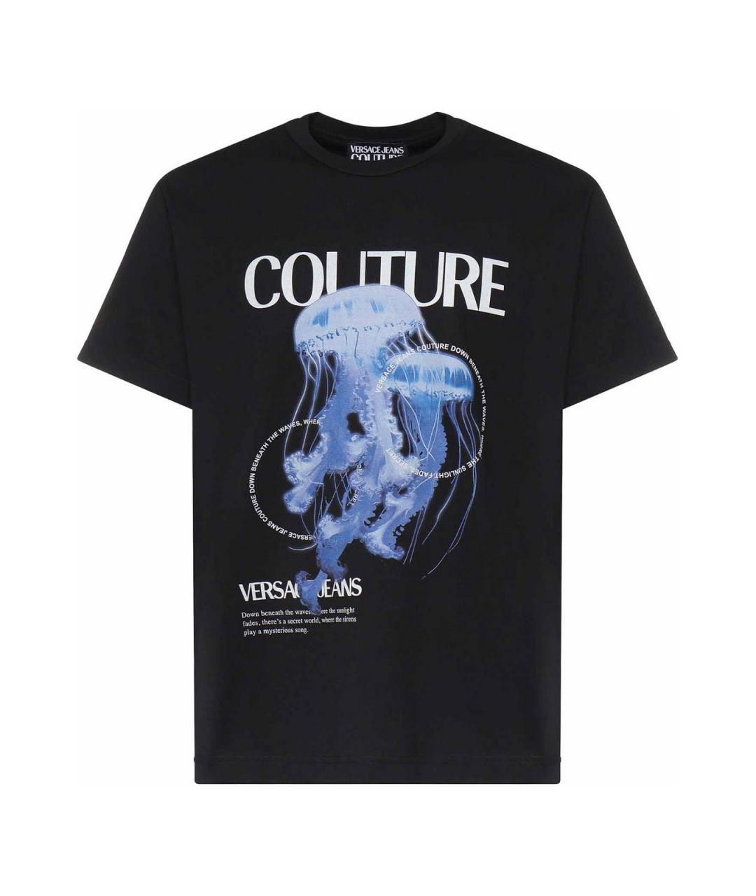 VERSACE JEANS COUTURE Черная хлопковая футболка, фото 1
