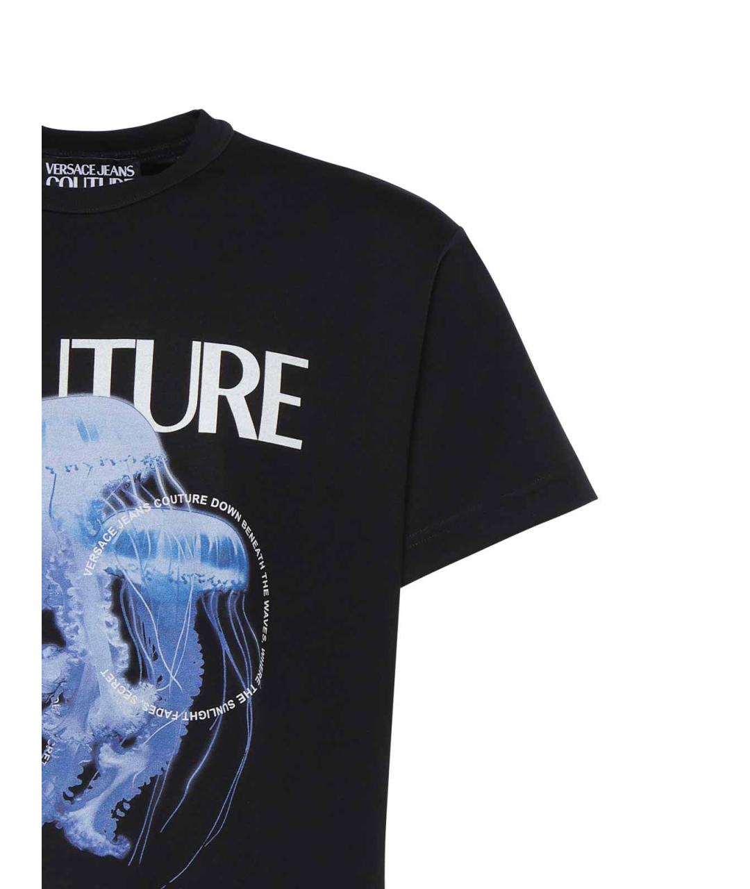 VERSACE JEANS COUTURE Черная хлопковая футболка, фото 3