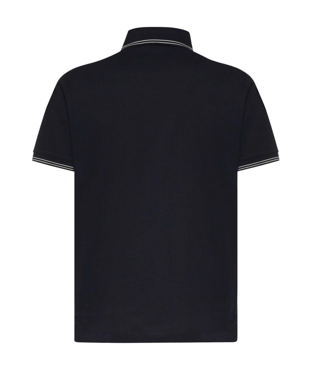 EMPORIO ARMANI Черное хлопковое поло с коротким рукавом, фото 2