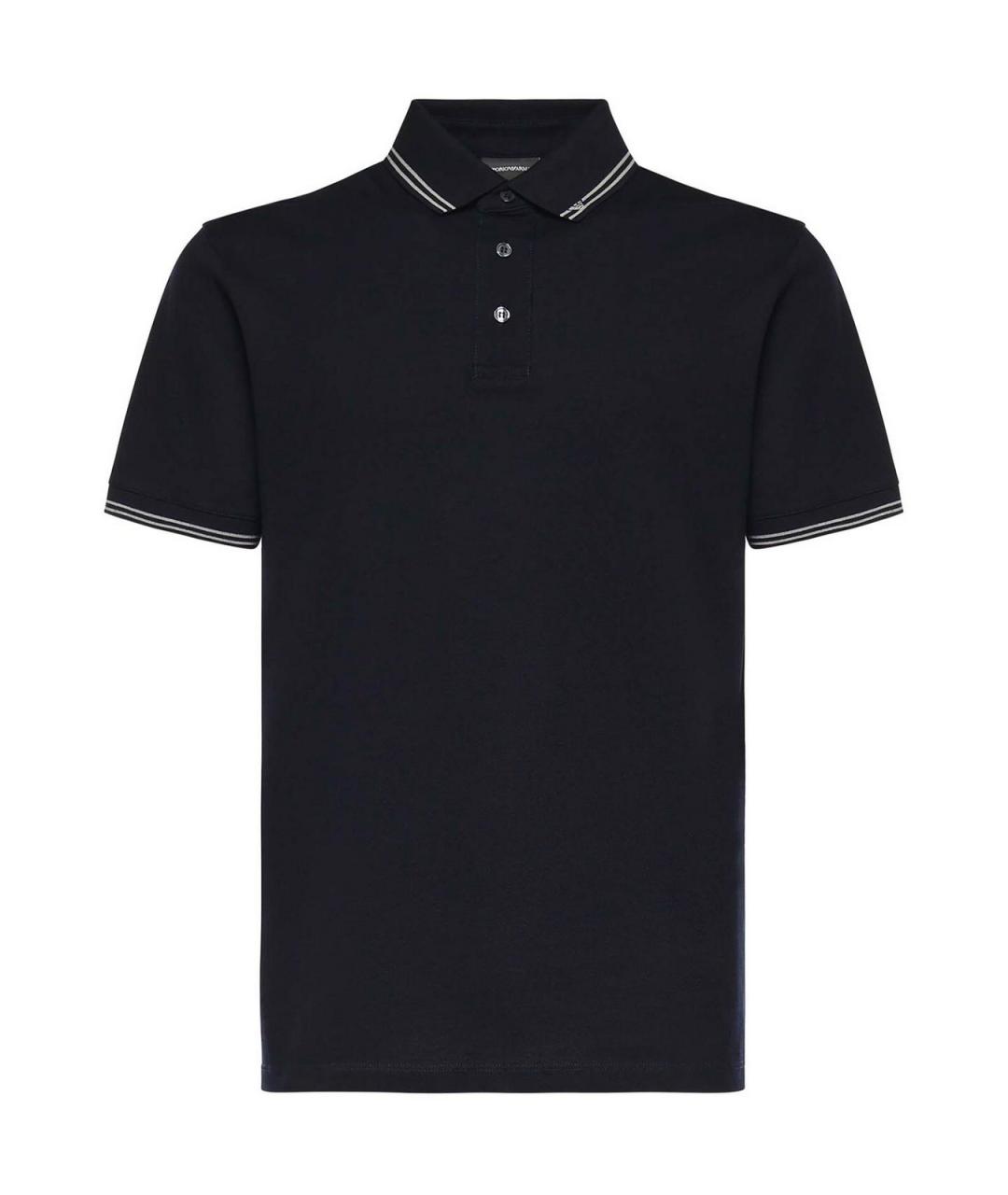 EMPORIO ARMANI Черное хлопковое поло с коротким рукавом, фото 1