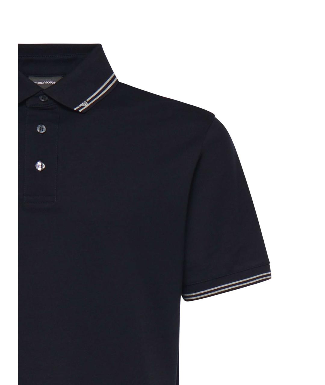 EMPORIO ARMANI Черное хлопковое поло с коротким рукавом, фото 3