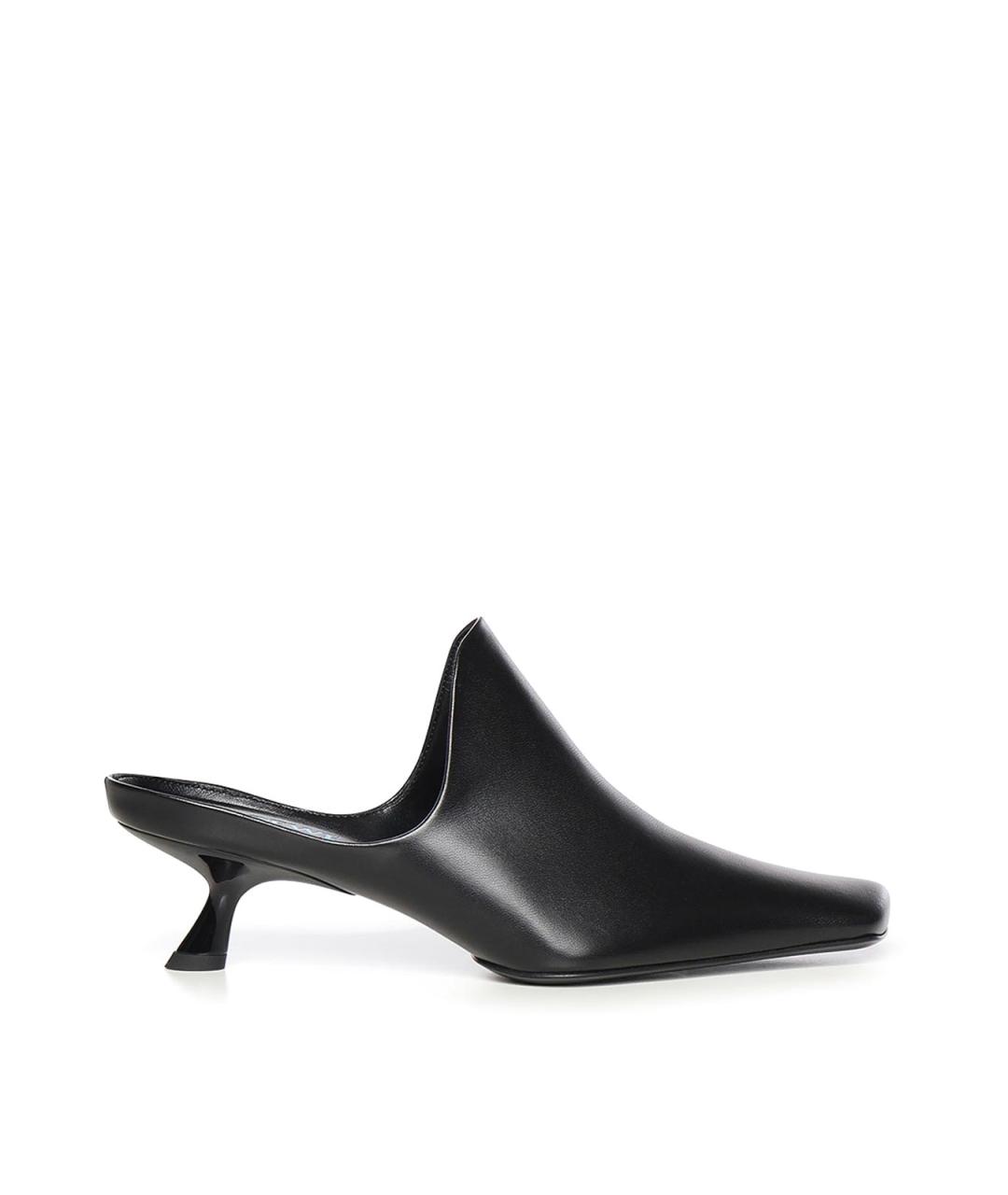LOEWE Черные кожаные мюли, фото 1