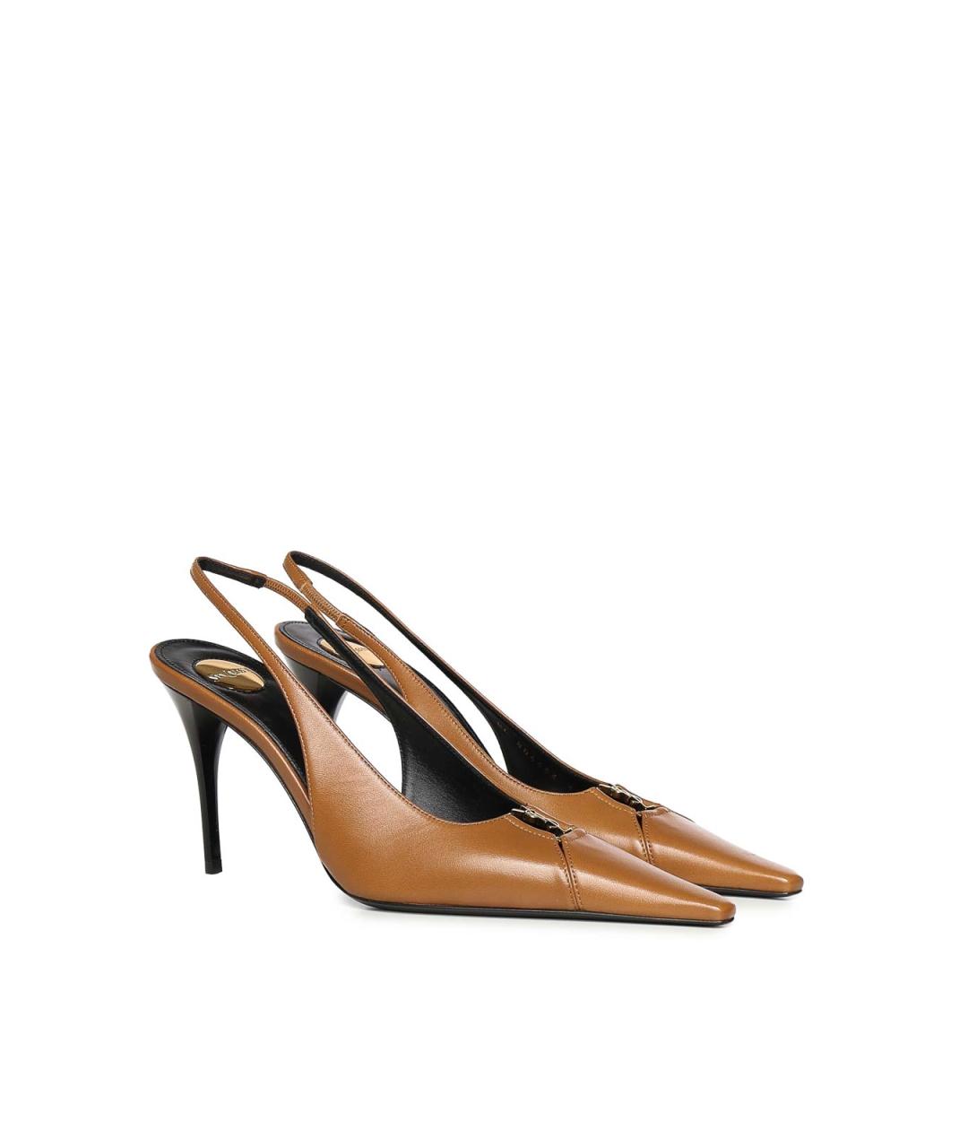 SAINT LAURENT Бежевые кожаные туфли, фото 4