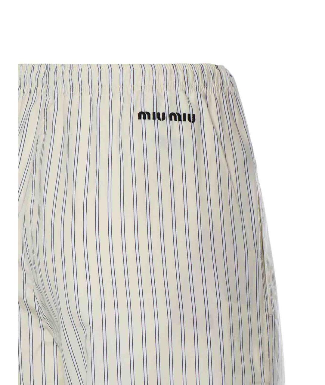 MIU MIU Бежевые хлопковые прямые брюки, фото 3