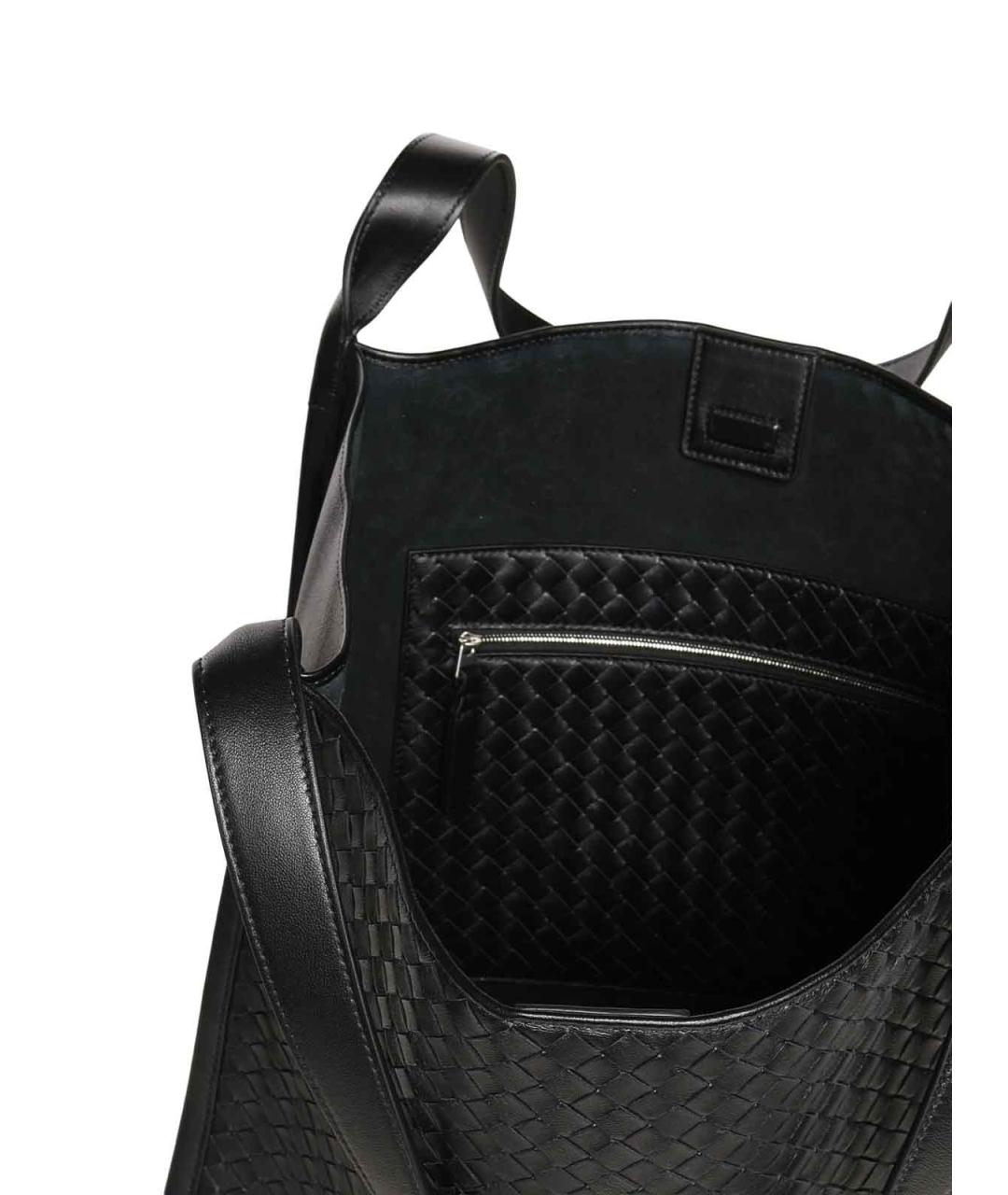 BOTTEGA VENETA Черная кожаная сумка тоут, фото 3
