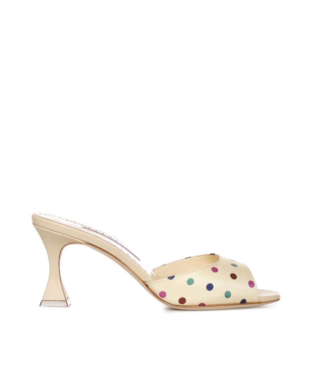 MANOLO BLAHNIK Бежевые текстильные мюли, фото 1