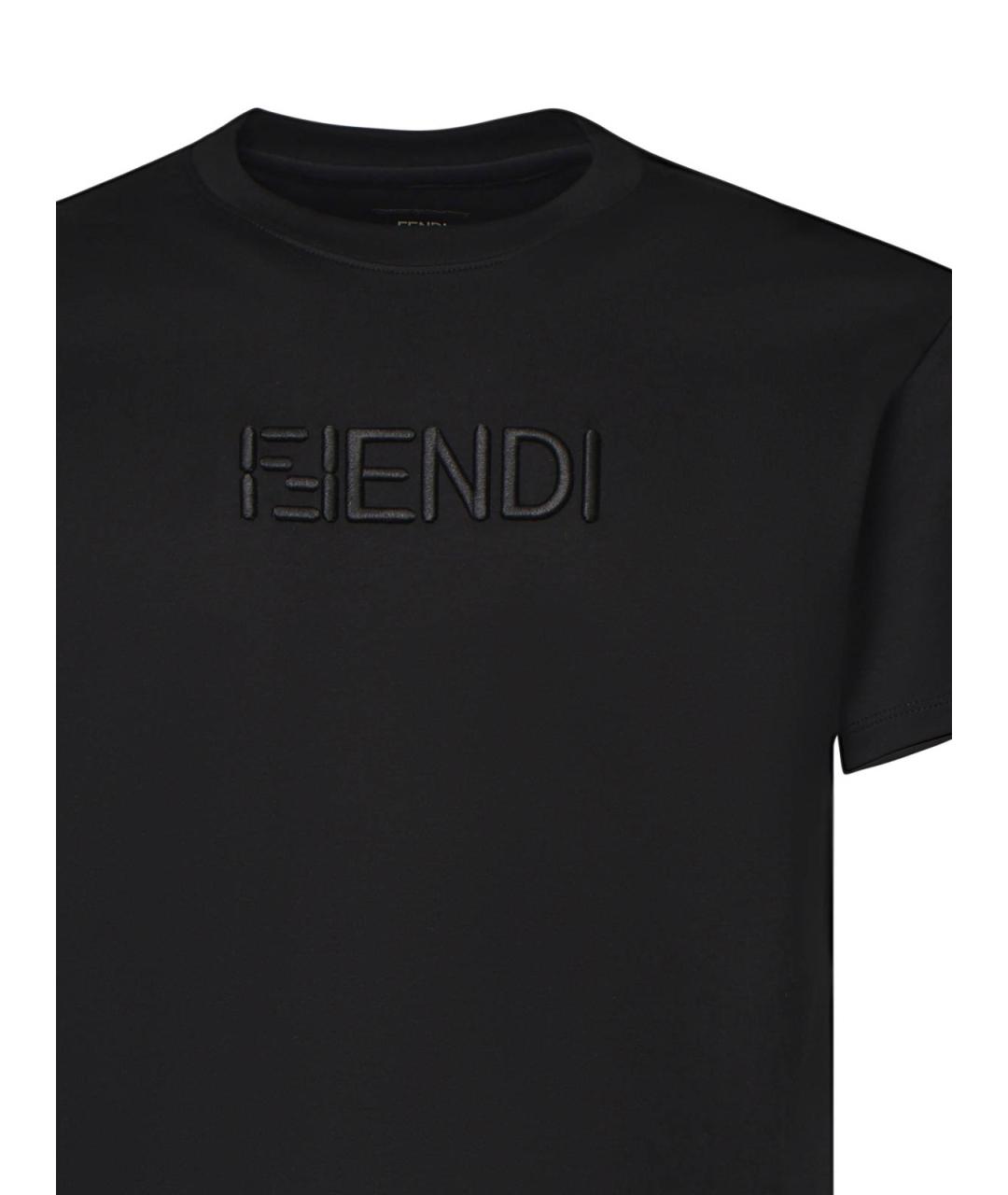 FENDI Черная хлопковая футболка, фото 3