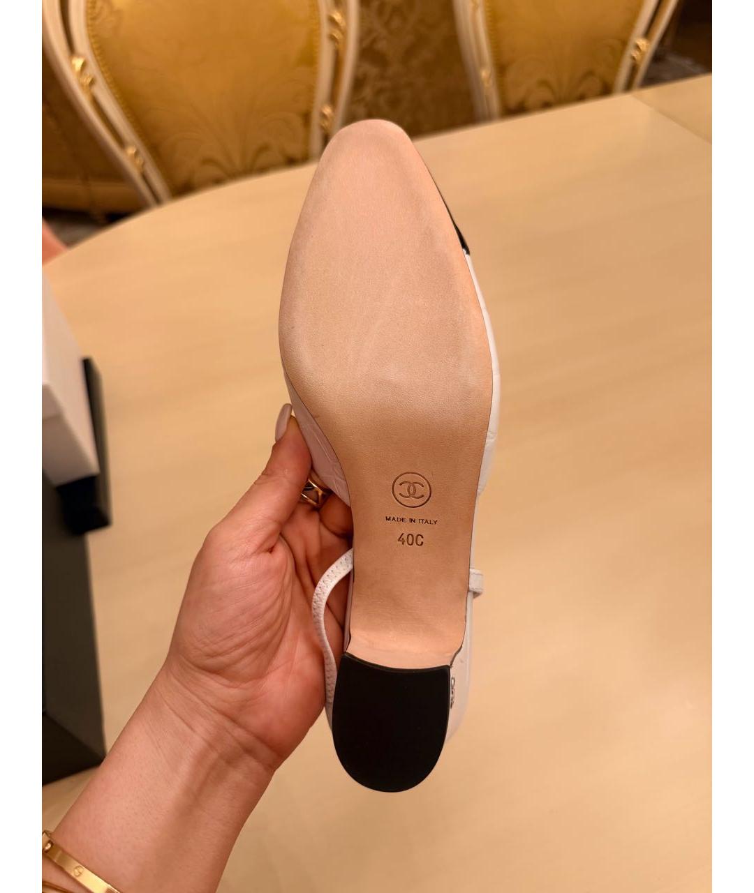 CHANEL Белые кожаные босоножки, фото 3