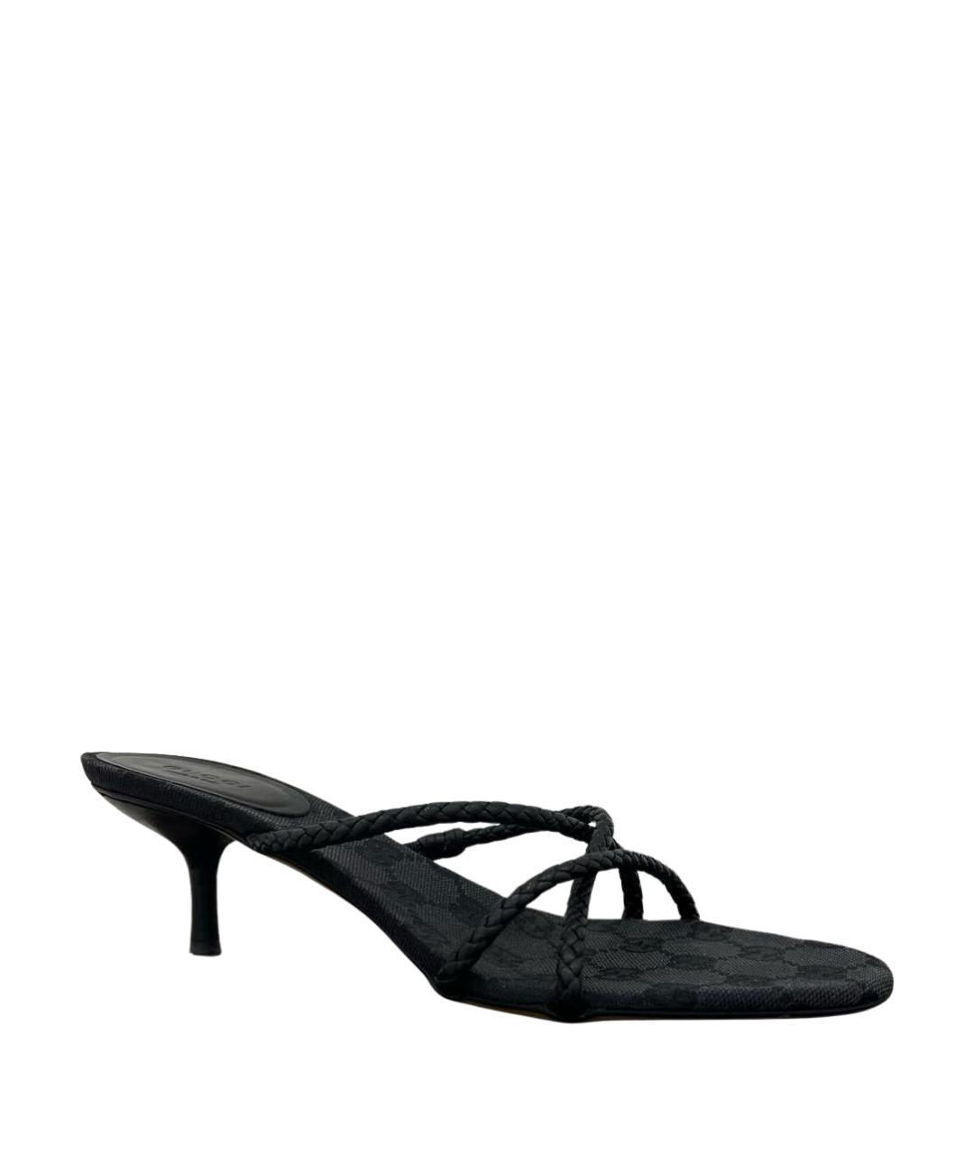 GUCCI Черные кожаные мюли, фото 1