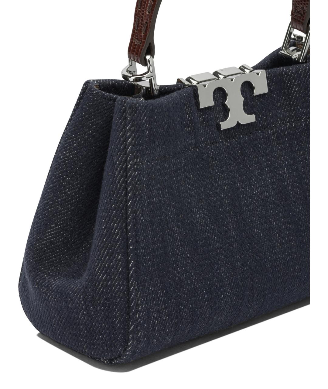 TORY BURCH Синяя хлопковая сумка с короткими ручками, фото 4