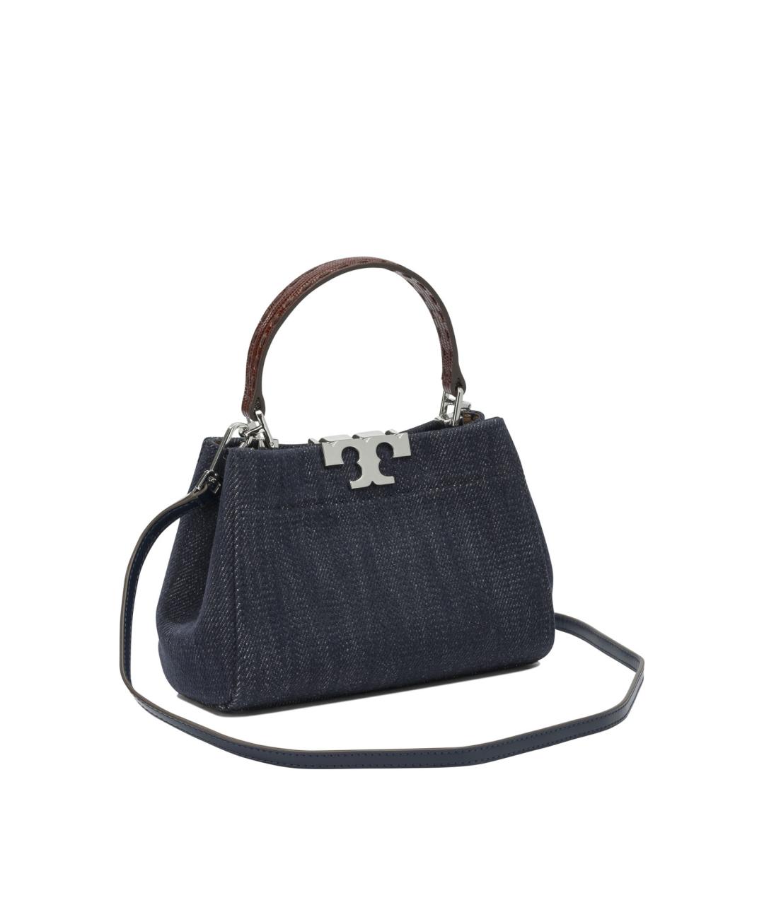 TORY BURCH Синяя хлопковая сумка с короткими ручками, фото 2