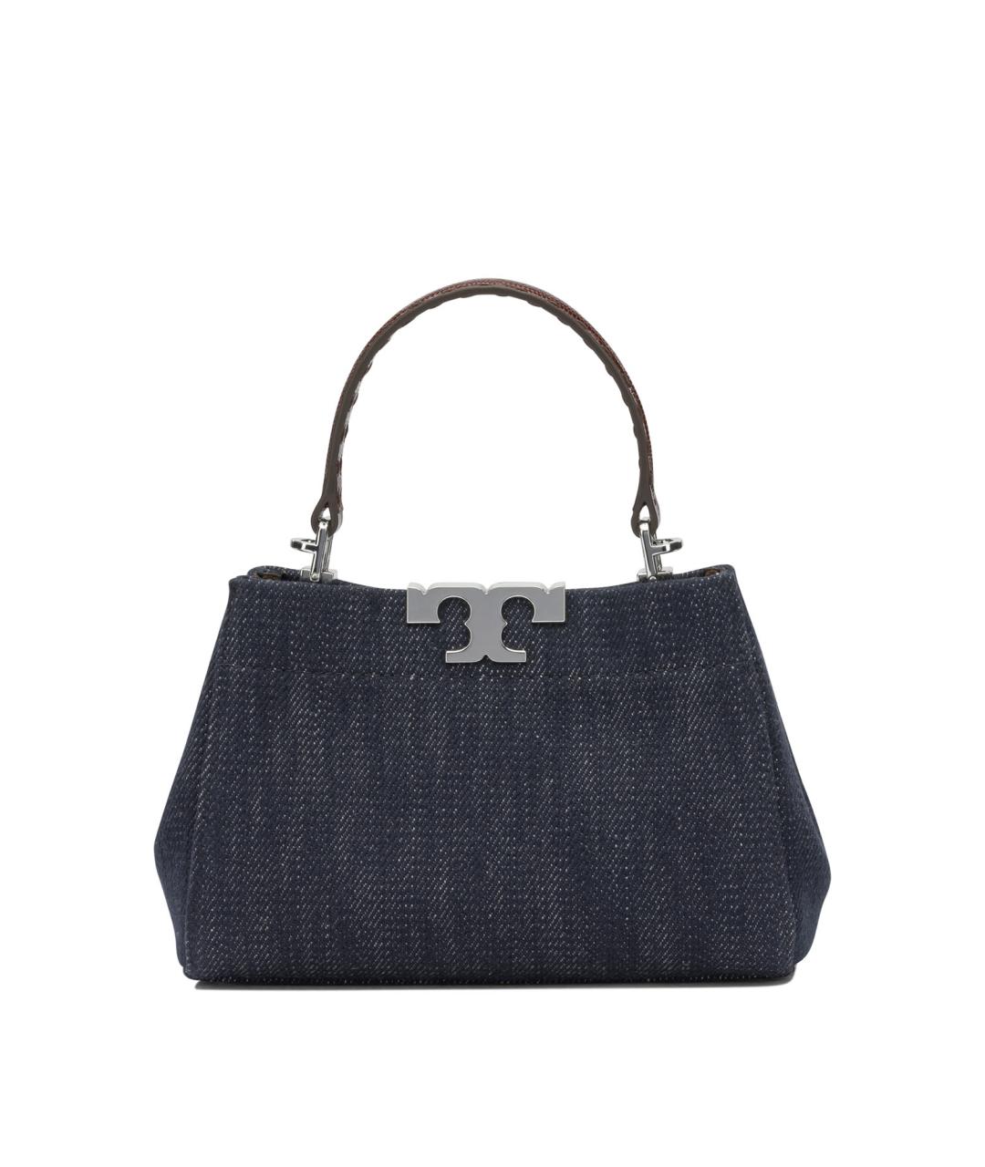 TORY BURCH Синяя хлопковая сумка с короткими ручками, фото 1