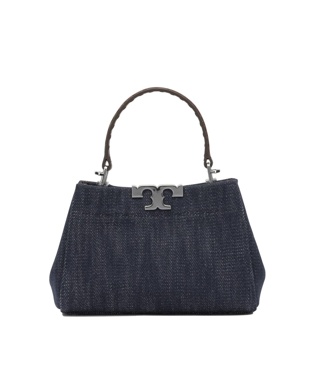 TORY BURCH Синяя хлопковая сумка с короткими ручками, фото 3