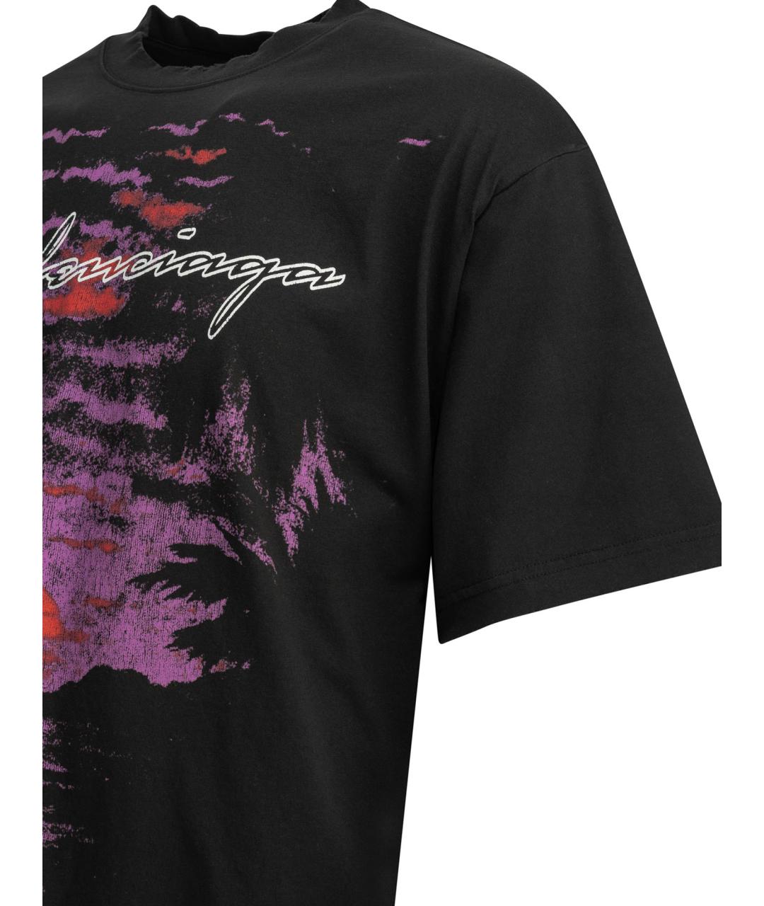 BALENCIAGA Черная хлопковая футболка, фото 4