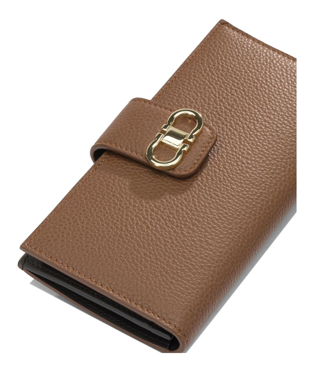 FERRAGAMO Коричневый кожаный кошелек, фото 4