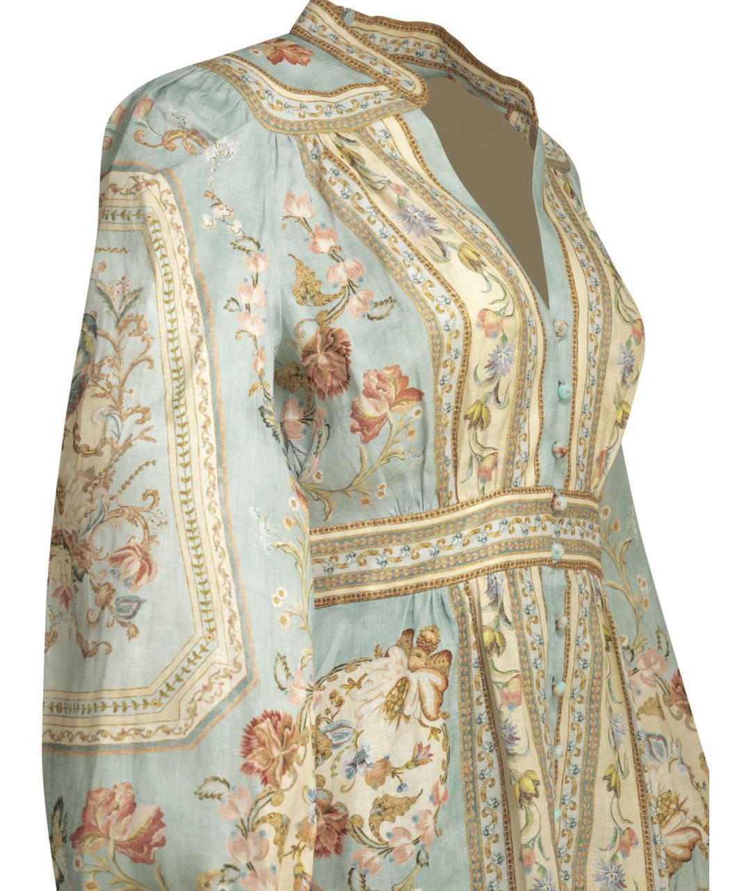 ZIMMERMANN Бирюзовое льняное повседневное платье, фото 4