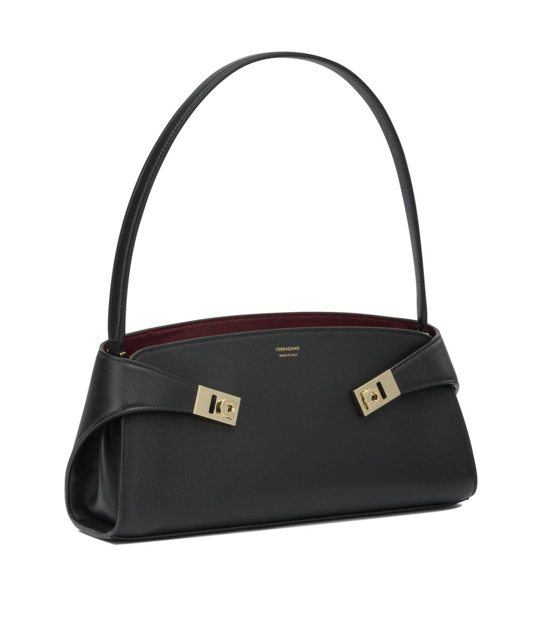 FERRAGAMO Черная кожаная сумка через плечо, фото 2