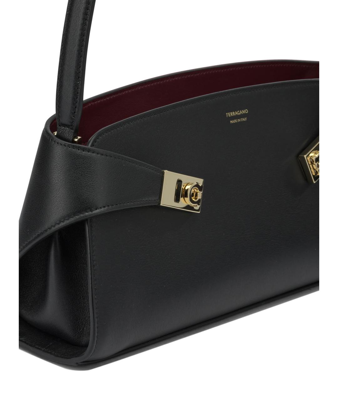 FERRAGAMO Черная кожаная сумка через плечо, фото 4