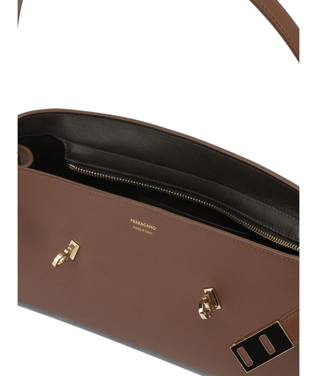 FERRAGAMO Коричневая кожаная сумка через плечо, фото 5