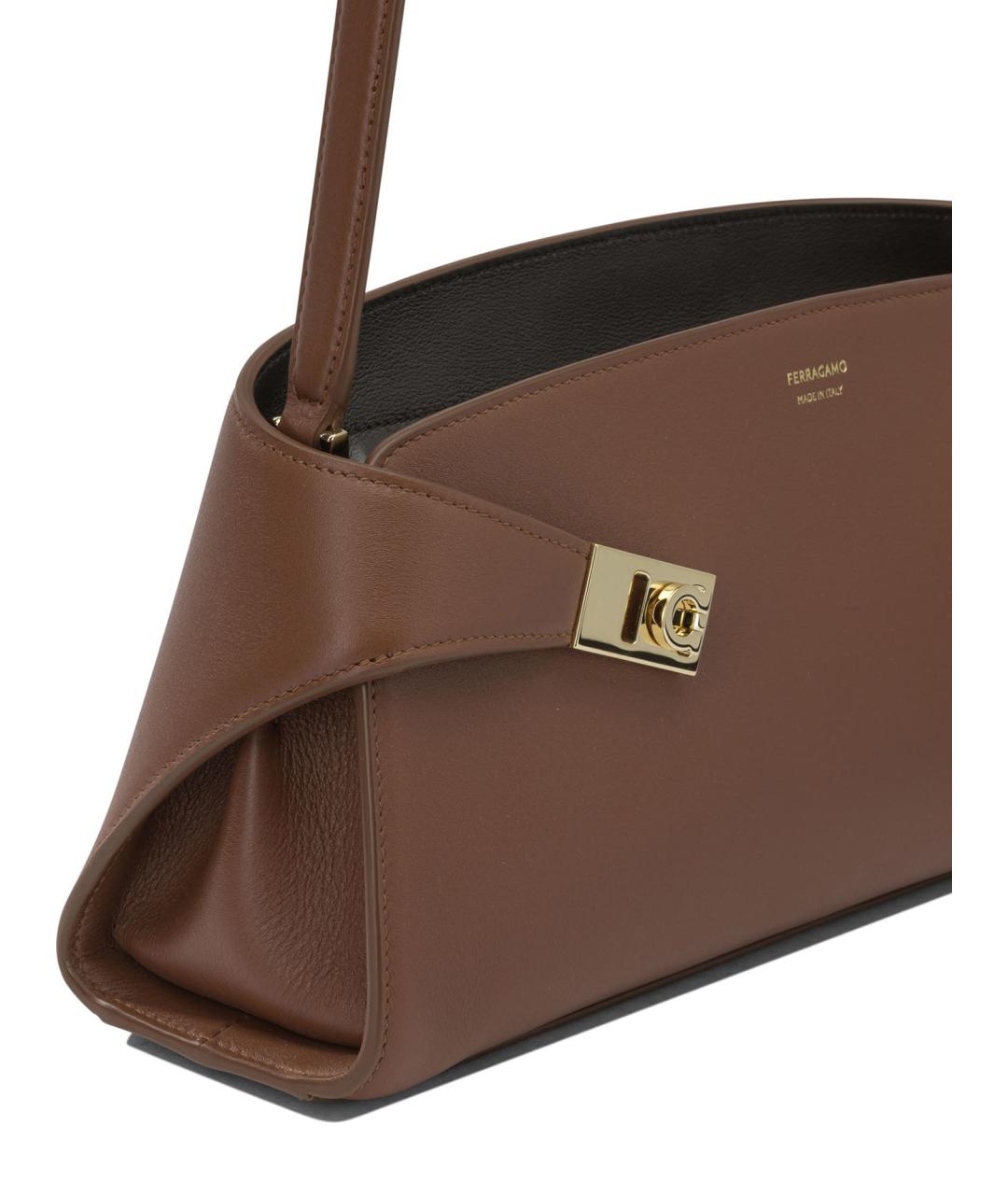 FERRAGAMO Коричневая кожаная сумка через плечо, фото 4