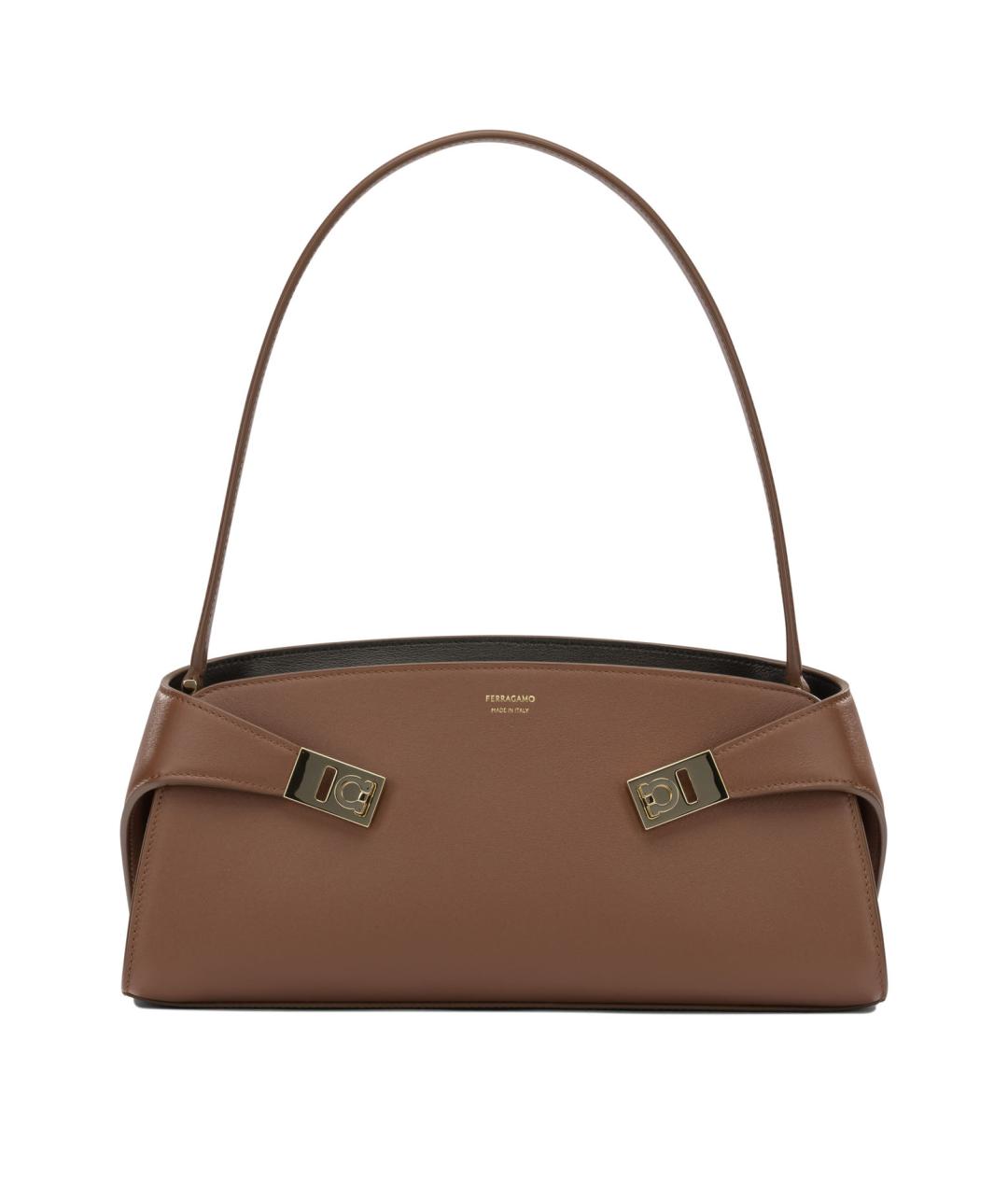 FERRAGAMO Коричневая кожаная сумка через плечо, фото 1