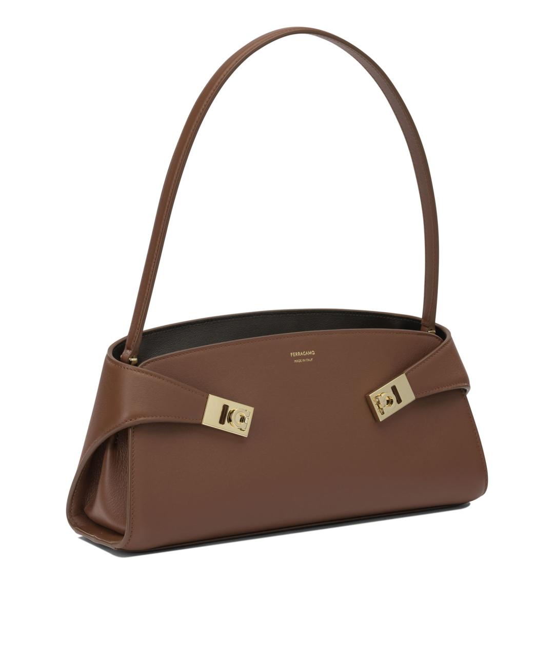FERRAGAMO Коричневая кожаная сумка через плечо, фото 2