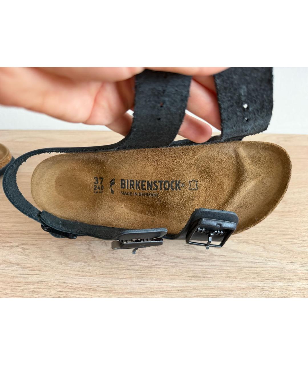 BIRKENSTOCK Черные кожаные сандалии, фото 6
