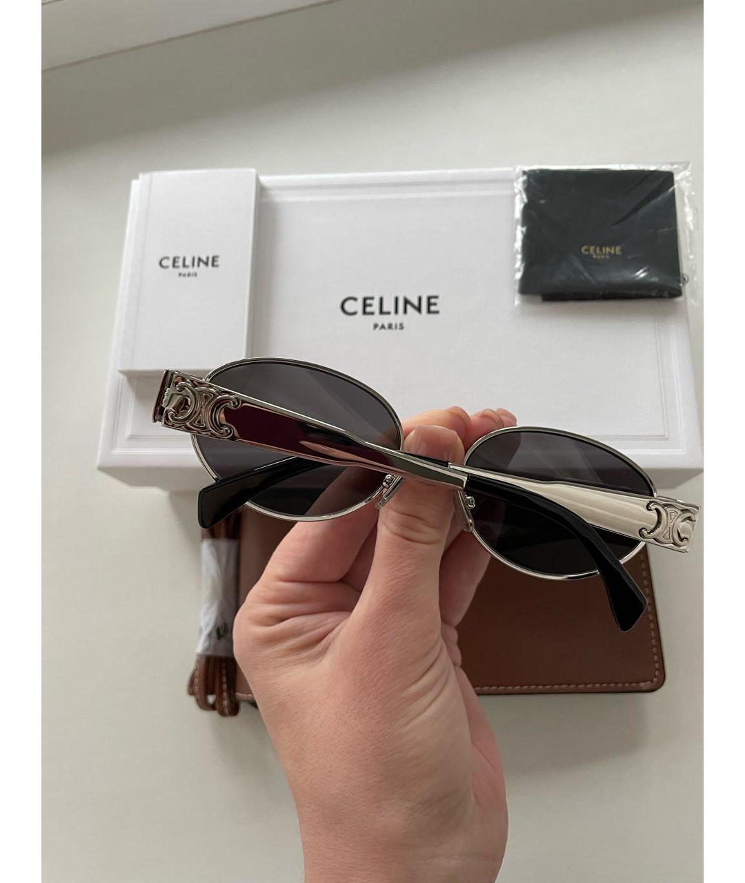 CELINE Серебряные металлические солнцезащитные очки, фото 5