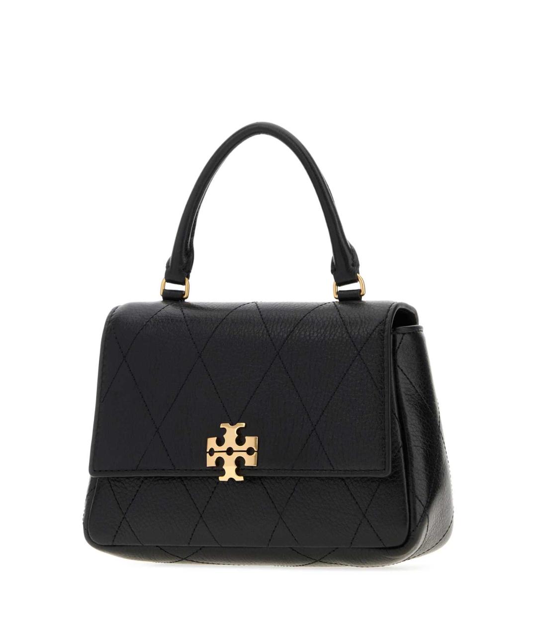 TORY BURCH Черная кожаная сумка с короткими ручками, фото 2