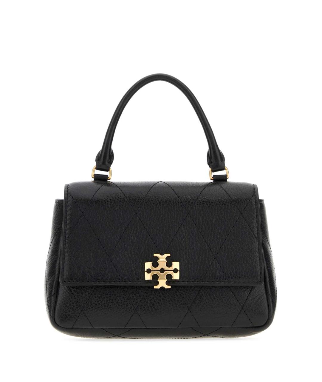 TORY BURCH Черная кожаная сумка с короткими ручками, фото 1