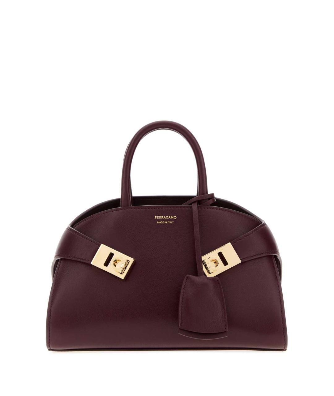FERRAGAMO Бордовая кожаная сумка тоут, фото 1
