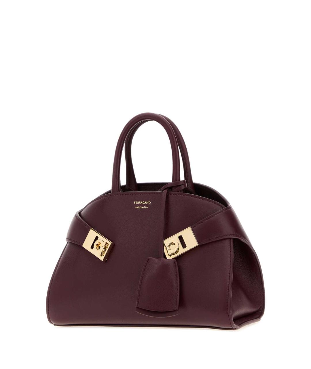 FERRAGAMO Бордовая кожаная сумка тоут, фото 2