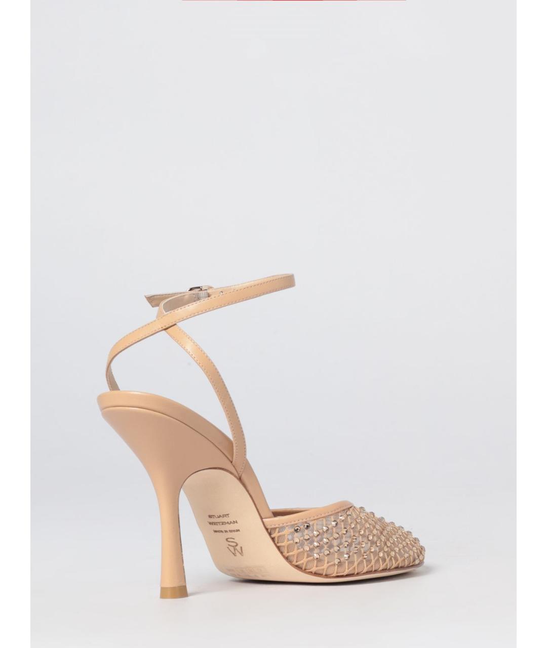 STUART WEITZMAN Золотые текстильные туфли, фото 3