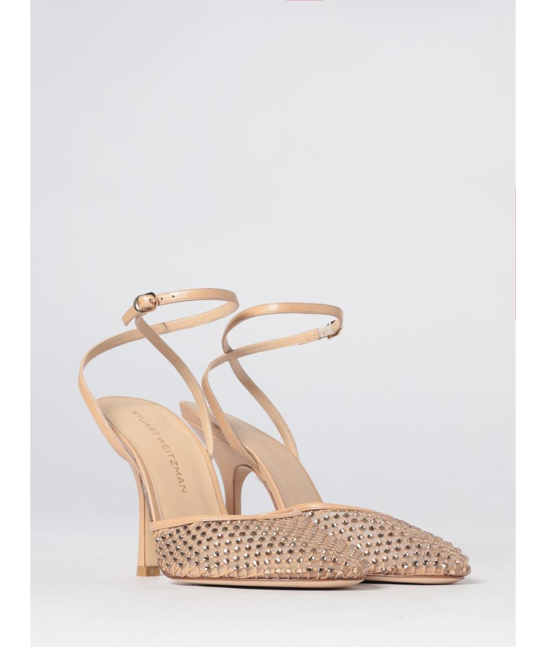 STUART WEITZMAN Золотые текстильные туфли, фото 2