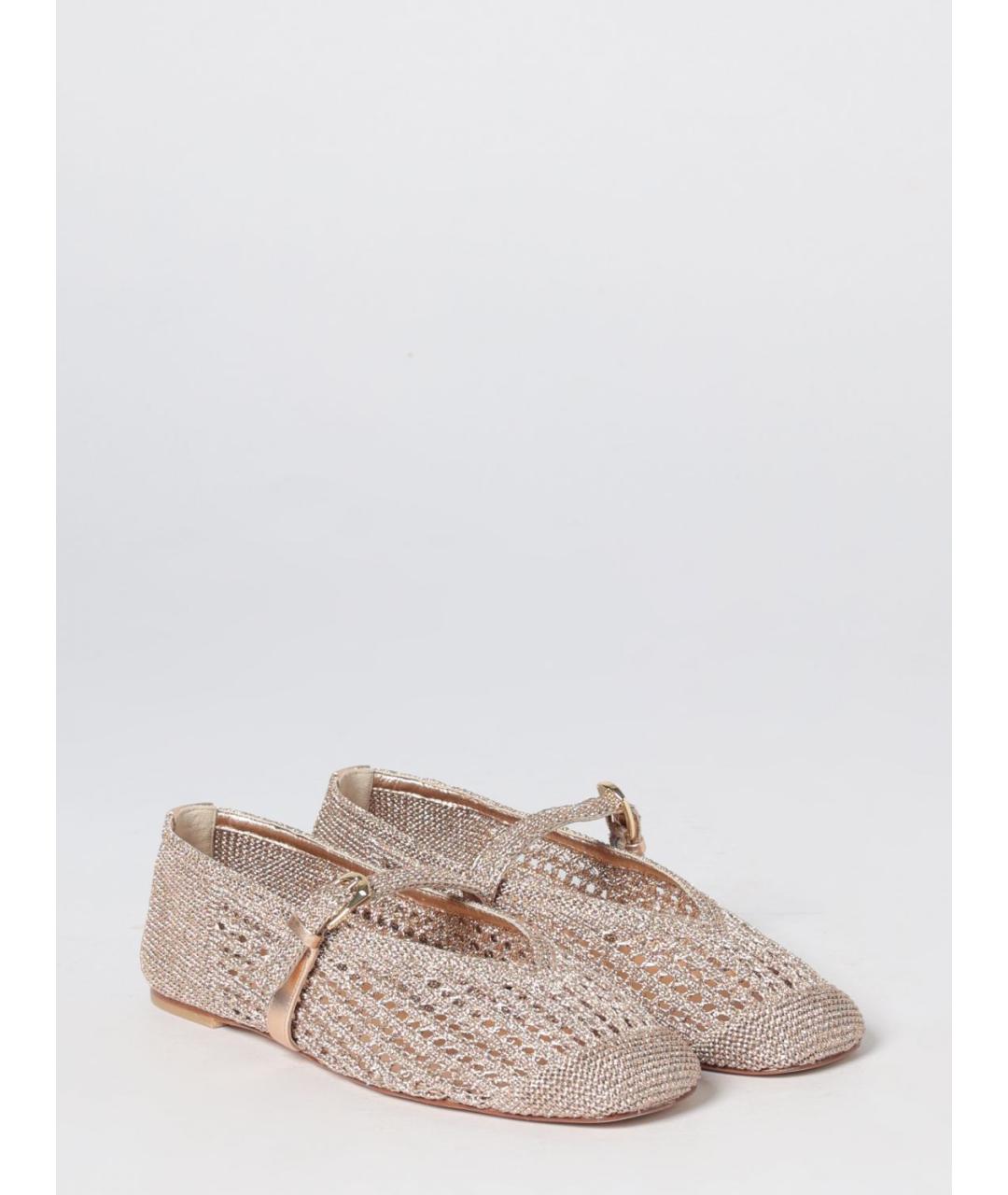 STUART WEITZMAN Золотые текстильные балетки, фото 2