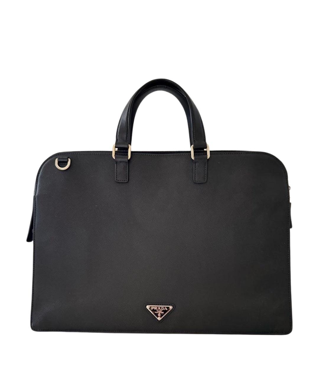 PRADA Черный кожаный портфель, фото 1