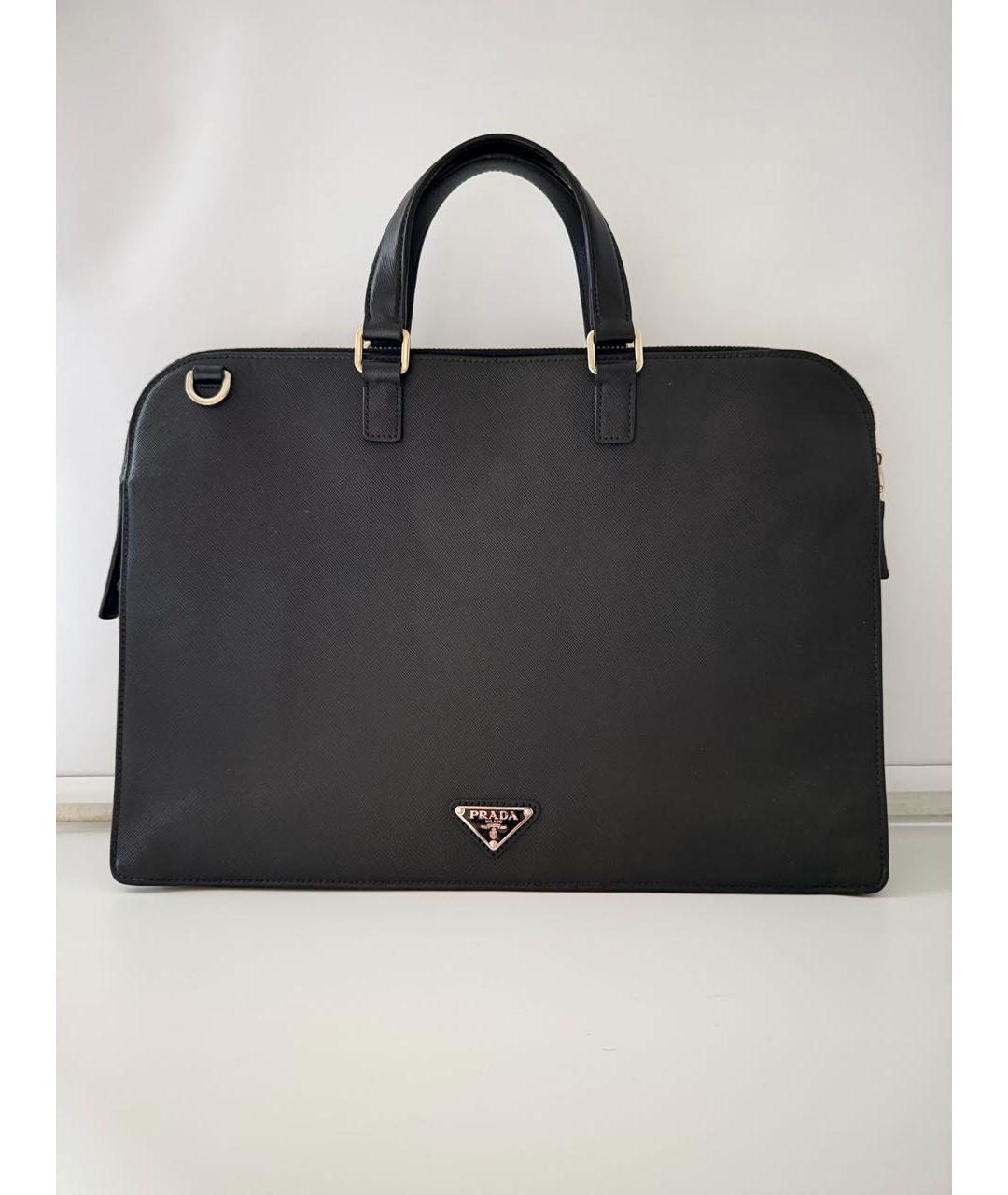 PRADA Черный кожаный портфель, фото 6