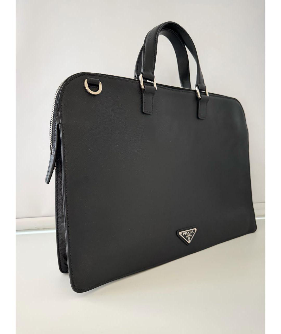 PRADA Черный кожаный портфель, фото 2
