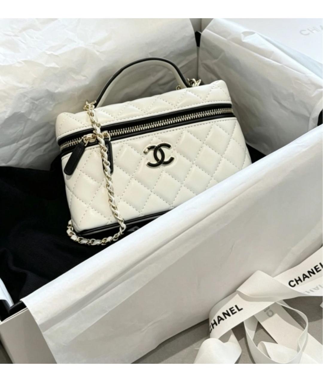 CHANEL Белая кожаная сумка через плечо, фото 4