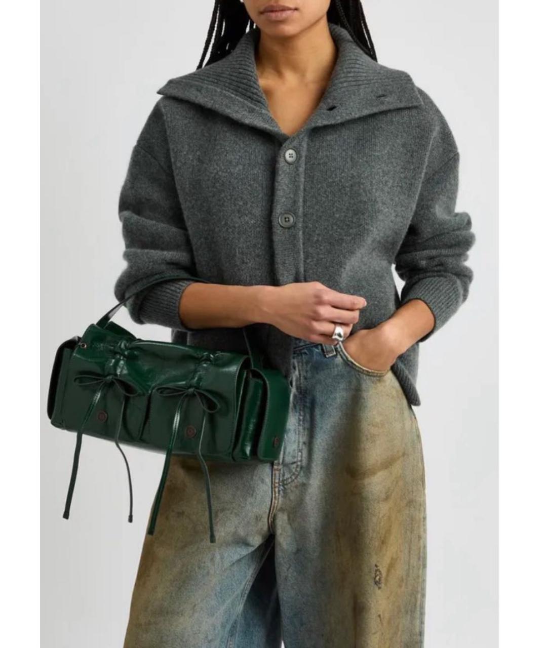 ACNE STUDIOS Зеленая кожаная сумка тоут, фото 7