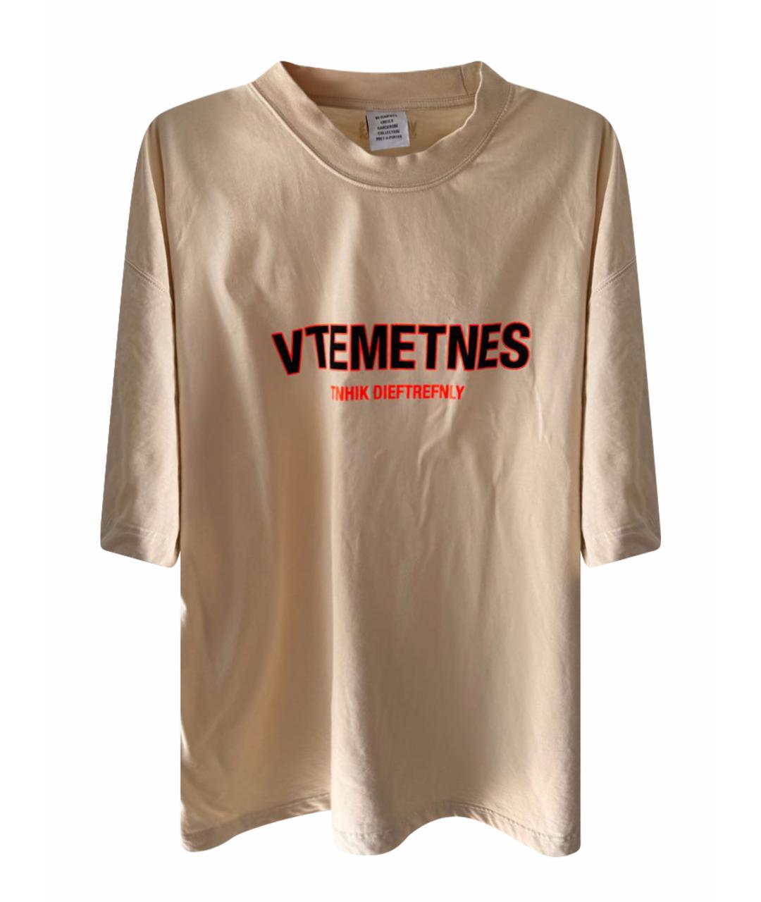 VETEMENTS Бежевая хлопковая футболка, фото 1
