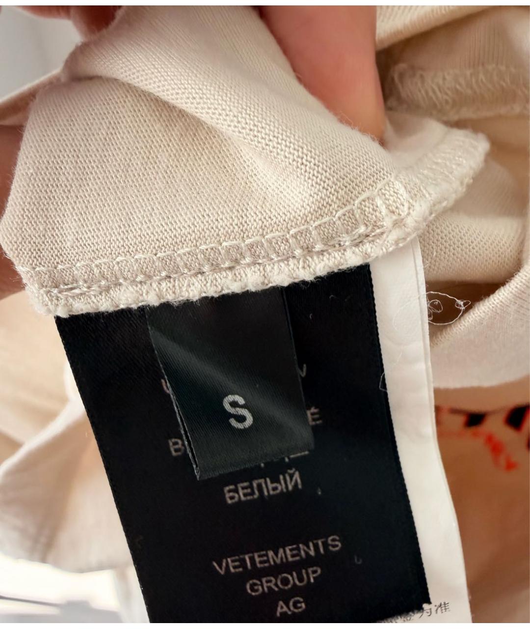 VETEMENTS Бежевая хлопковая футболка, фото 6