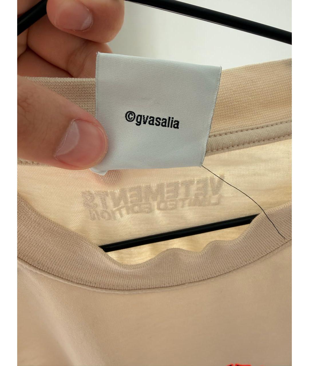 VETEMENTS Бежевая хлопковая футболка, фото 4