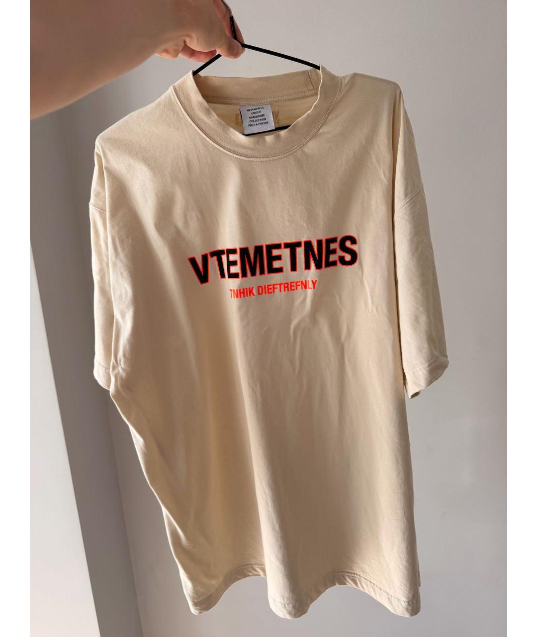 VETEMENTS Бежевая хлопковая футболка, фото 9