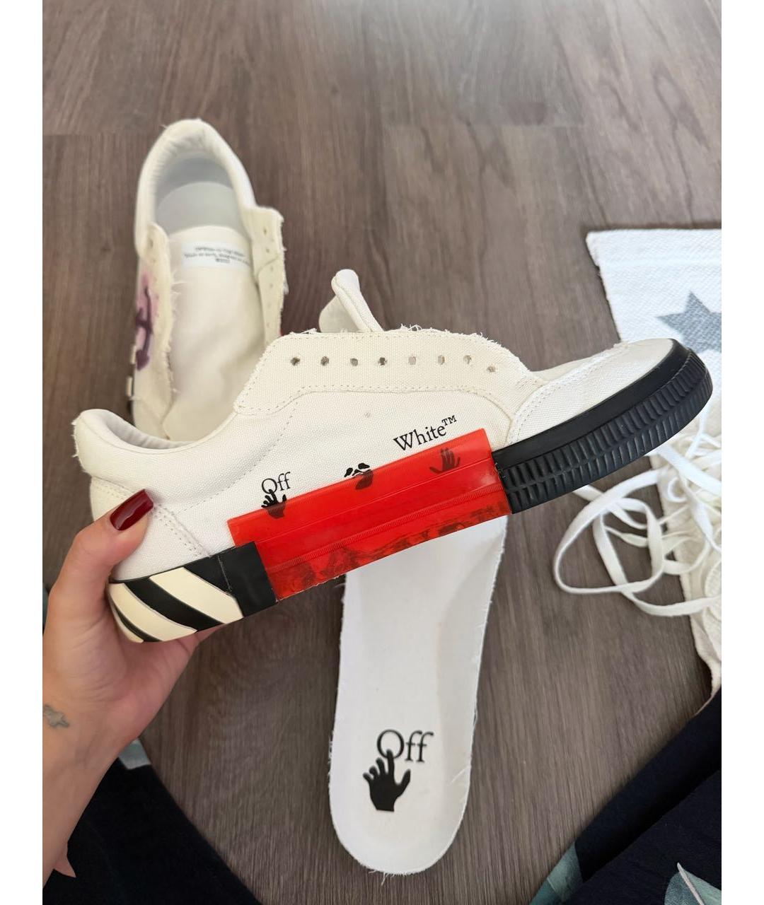 OFF-WHITE Белые текстильные низкие кроссовки / кеды, фото 9