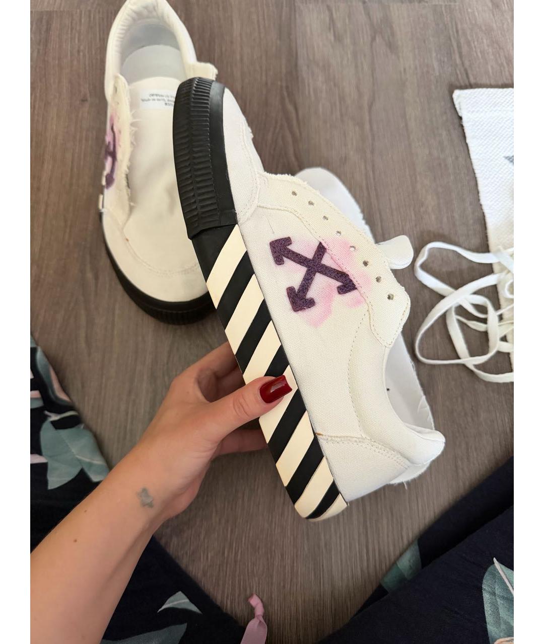 OFF-WHITE Белые текстильные низкие кроссовки / кеды, фото 4
