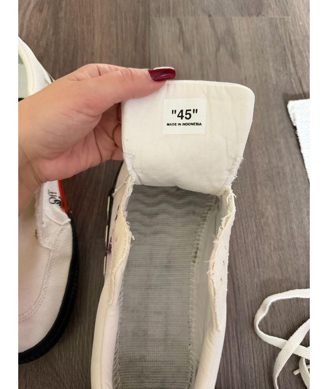 OFF-WHITE Белые текстильные низкие кроссовки / кеды, фото 7